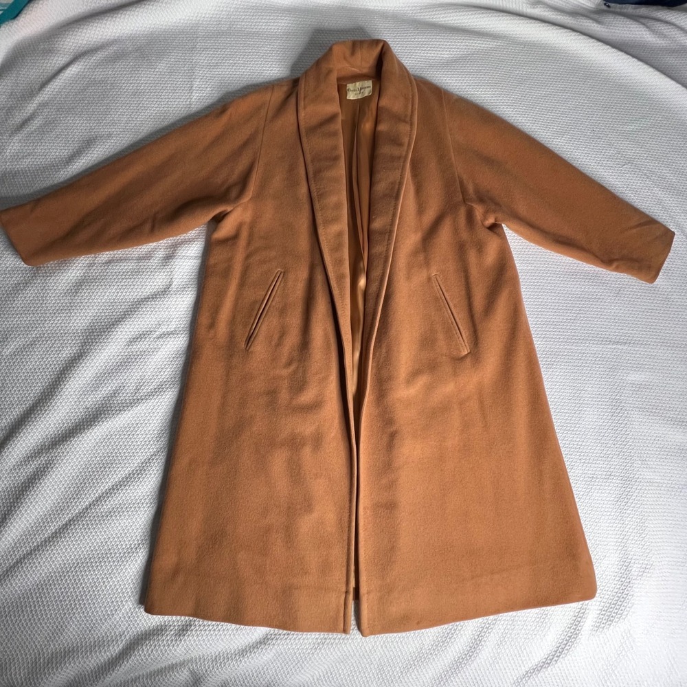 Charles J Assmann Omaha 100% Cashmere Shawl Collar Long Coat Camel Women‎ Large
